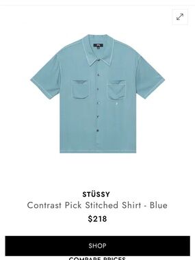 Stussy Men's Contrast Pick Stitched Shirt - Blue small